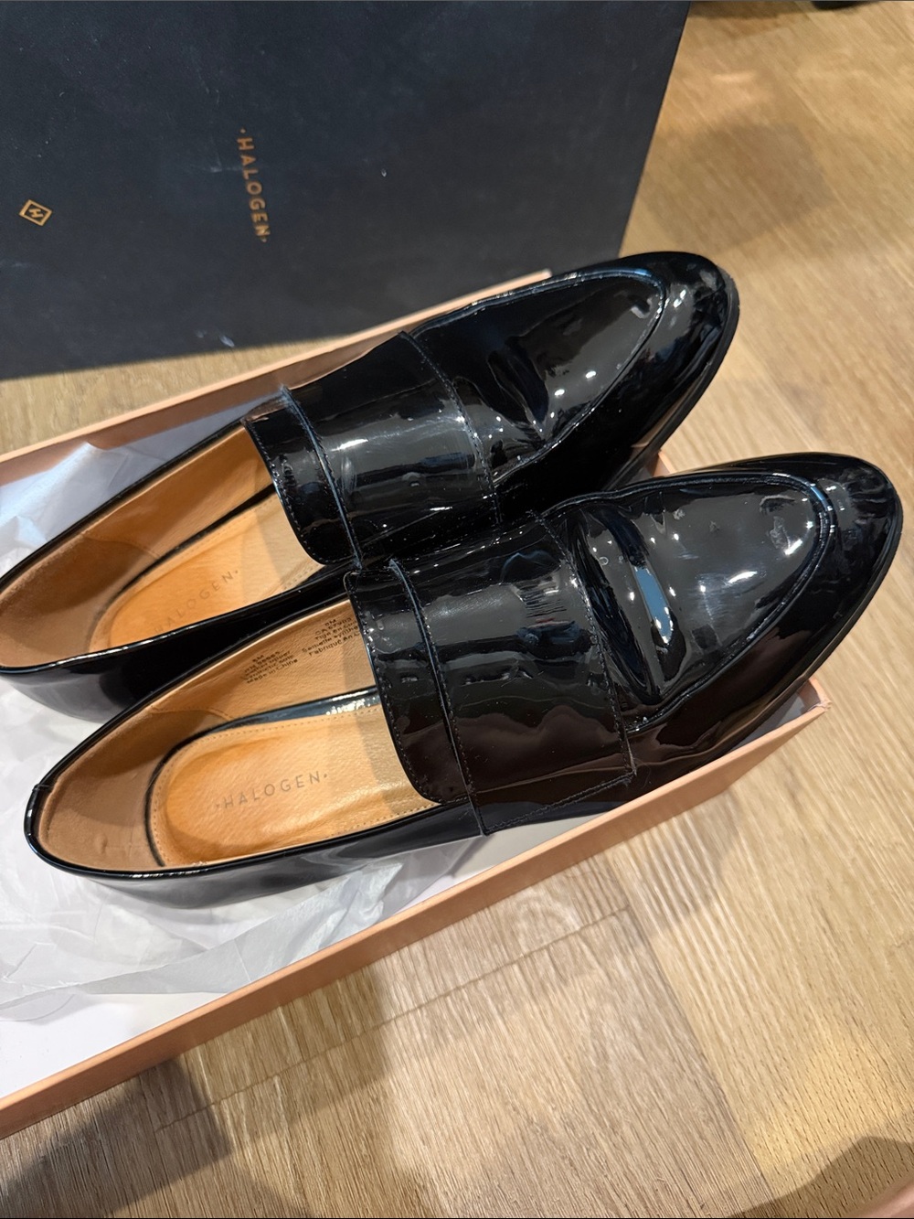 Halogen Women’s Black Patent Leather Penny Loafers Haemilia-Lea size 8